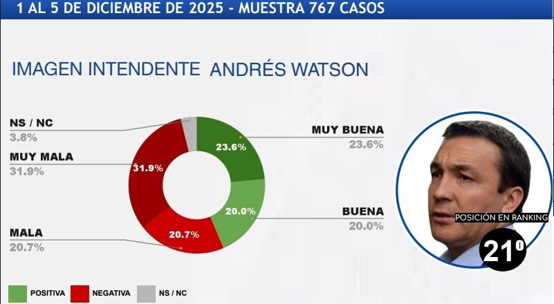 Otra vez, Watson entre los intendentes con peor imagen del conurbano