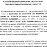 Qué dice el Acta de Entendimiento para la implementación del esquema de transición operativa de la Línea 148?
